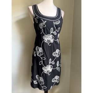 Black White Embroidery Dress Fall Boho‎ Cottage Core Y2K Whimsi Small